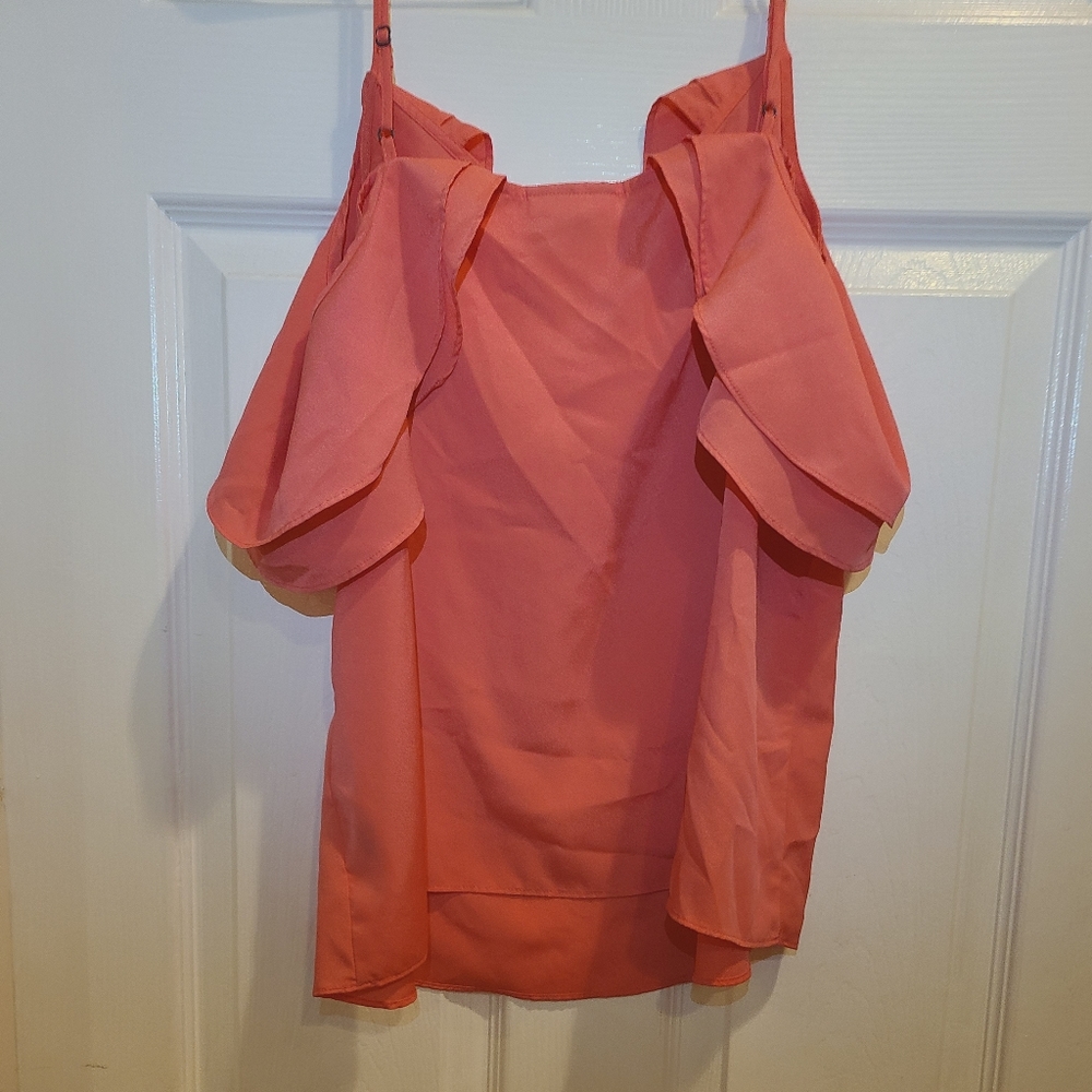 Express Bar III Cold Shoulder Tank Top Blouse Coral